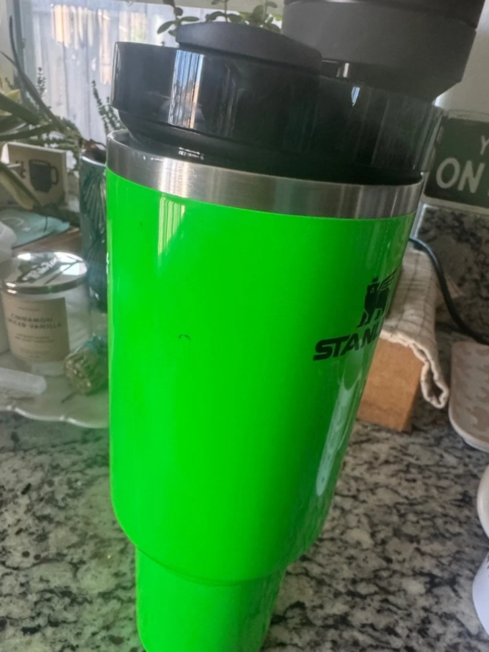 40oz Stanley Bright Green Insulated Travel Tumbler with Handle - Picture 2 of 4